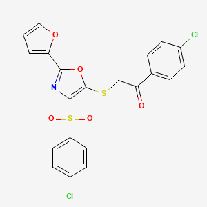 1-(4-Chlorophenyl)-2-{[4-[(4-chlorophenyl)sulfonyl]-2-(2-furyl)-1,3-oxazol-5-yl]thio}ethanone