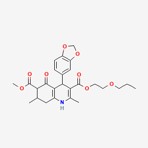 6-Methyl 3-(2-propoxyethyl) 4-(1,3-benzodioxol-5-yl)-2,7-dimethyl-5-oxo-1,4,5,6,7,8-hexahydroquinoline-3,6-dicarboxylate