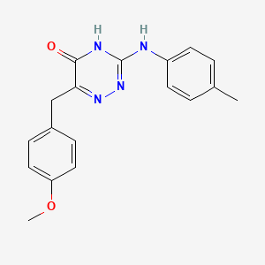 molecular formula C18H18N4O2 B11450201 6-(4-methoxybenzyl)-3-[(4-methylphenyl)amino]-1,2,4-triazin-5(4H)-one 