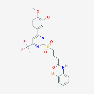 molecular formula C23H21BrF3N3O5S B11450236 N-(2-bromophenyl)-4-{[4-(3,4-dimethoxyphenyl)-6-(trifluoromethyl)pyrimidin-2-yl]sulfonyl}butanamide 