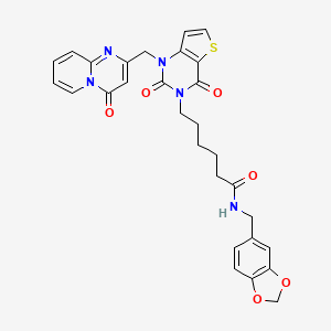 N-[(2H-1,3-benzodioxol-5-yl)methyl]-6-[2,4-dioxo-1-({4-oxo-4H-pyrido[1,2-a]pyrimidin-2-yl}methyl)-1H,2H,3H,4H-thieno[3,2-d]pyrimidin-3-yl]hexanamide