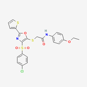 2-({4-[(4-chlorophenyl)sulfonyl]-2-(thiophen-2-yl)-1,3-oxazol-5-yl}sulfanyl)-N-(4-ethoxyphenyl)acetamide