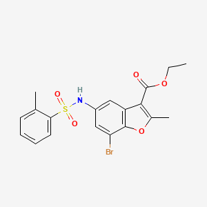 molecular formula C19H18BrNO5S B11450271 Ethyl 7-bromo-2-methyl-5-(2-methylbenzenesulfonamido)-1-benzofuran-3-carboxylate 