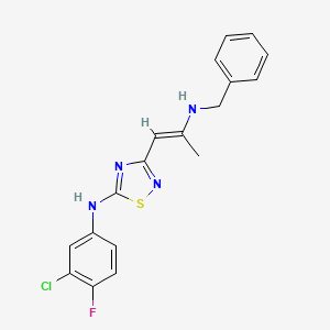 3-[(1E)-2-(benzylamino)prop-1-en-1-yl]-N-(3-chloro-4-fluorophenyl)-1,2,4-thiadiazol-5-amine