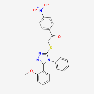 molecular formula C23H18N4O4S B11450296 2-{[5-(2-methoxyphenyl)-4-phenyl-4H-1,2,4-triazol-3-yl]sulfanyl}-1-(4-nitrophenyl)ethanone 