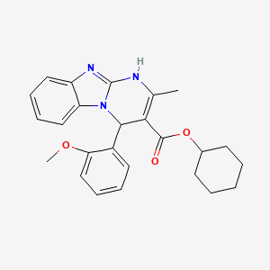 molecular formula C25H27N3O3 B11450316 Cyclohexyl 4-(2-methoxyphenyl)-2-methyl-1,4-dihydropyrimido[1,2-a]benzimidazole-3-carboxylate 