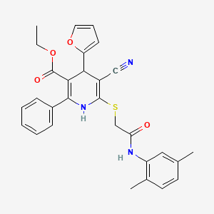 Ethyl 5-cyano-6-({2-[(2,5-dimethylphenyl)amino]-2-oxoethyl}sulfanyl)-4-(furan-2-yl)-2-phenyl-1,4-dihydropyridine-3-carboxylate