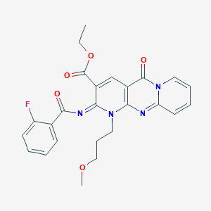 ethyl 6-(2-fluorobenzoyl)imino-7-(3-methoxypropyl)-2-oxo-1,7,9-triazatricyclo[8.4.0.03,8]tetradeca-3(8),4,9,11,13-pentaene-5-carboxylate