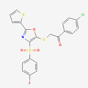 1-(4-Chlorophenyl)-2-({4-[(4-fluorophenyl)sulfonyl]-2-(thiophen-2-yl)-1,3-oxazol-5-yl}sulfanyl)ethanone