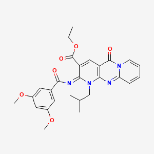 ethyl 6-(3,5-dimethoxybenzoyl)imino-7-(2-methylpropyl)-2-oxo-1,7,9-triazatricyclo[8.4.0.03,8]tetradeca-3(8),4,9,11,13-pentaene-5-carboxylate