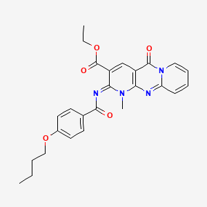 ethyl 6-(4-butoxybenzoyl)imino-7-methyl-2-oxo-1,7,9-triazatricyclo[8.4.0.03,8]tetradeca-3(8),4,9,11,13-pentaene-5-carboxylate