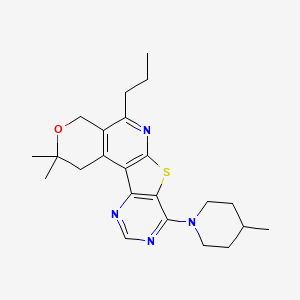 4,4-dimethyl-13-(4-methylpiperidin-1-yl)-8-propyl-5-oxa-11-thia-9,14,16-triazatetracyclo[8.7.0.02,7.012,17]heptadeca-1(10),2(7),8,12(17),13,15-hexaene