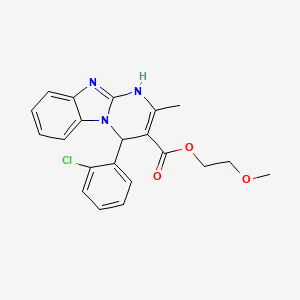 molecular formula C21H20ClN3O3 B11450479 2-Methoxyethyl 4-(2-chlorophenyl)-2-methyl-1,4-dihydropyrimido[1,2-a]benzimidazole-3-carboxylate 