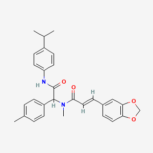 molecular formula C29H30N2O4 B11450515 (2E)-3-(1,3-benzodioxol-5-yl)-N-methyl-N-[1-(4-methylphenyl)-2-oxo-2-{[4-(propan-2-yl)phenyl]amino}ethyl]prop-2-enamide 