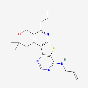 molecular formula C20H24N4OS B11450556 4,4-dimethyl-N-prop-2-enyl-8-propyl-5-oxa-11-thia-9,14,16-triazatetracyclo[8.7.0.02,7.012,17]heptadeca-1(10),2(7),8,12(17),13,15-hexaen-13-amine 