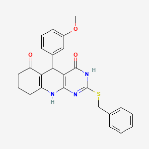 2-(benzylsulfanyl)-5-(3-methoxyphenyl)-5,8,9,10-tetrahydropyrimido[4,5-b]quinoline-4,6(3H,7H)-dione