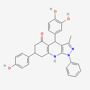 4-(3,4-dihydroxyphenyl)-7-(4-hydroxyphenyl)-3-methyl-1-phenyl-1,4,6,7,8,9-hexahydro-5H-pyrazolo[3,4-b]quinolin-5-one