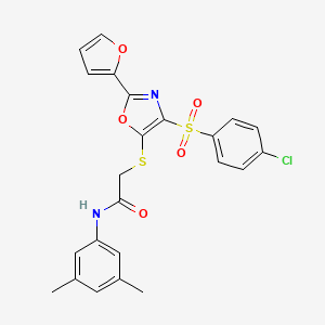 2-({4-[(4-chlorophenyl)sulfonyl]-2-(furan-2-yl)-1,3-oxazol-5-yl}sulfanyl)-N-(3,5-dimethylphenyl)acetamide