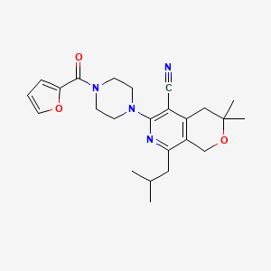 6-[4-(furan-2-ylcarbonyl)piperazin-1-yl]-3,3-dimethyl-8-(2-methylpropyl)-3,4-dihydro-1H-pyrano[3,4-c]pyridine-5-carbonitrile