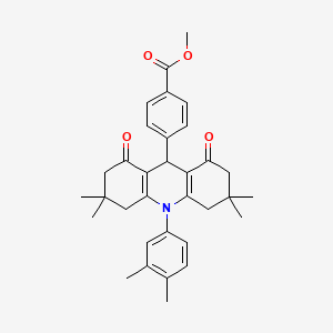 molecular formula C33H37NO4 B11450608 Methyl 4-[10-(3,4-dimethylphenyl)-3,3,6,6-tetramethyl-1,8-dioxo-1,2,3,4,5,6,7,8,9,10-decahydroacridin-9-yl]benzoate 