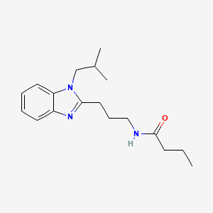 molecular formula C18H27N3O B11450642 N-{3-[1-(2-methylpropyl)-1H-benzimidazol-2-yl]propyl}butanamide 