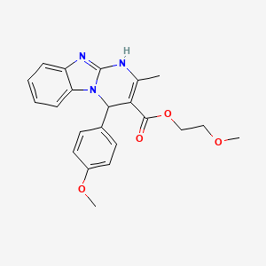 molecular formula C22H23N3O4 B11450655 2-Methoxyethyl 4-(4-methoxyphenyl)-2-methyl-1,4-dihydropyrimido[1,2-a]benzimidazole-3-carboxylate 