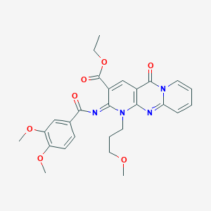 ethyl 6-(3,4-dimethoxybenzoyl)imino-7-(3-methoxypropyl)-2-oxo-1,7,9-triazatricyclo[8.4.0.03,8]tetradeca-3(8),4,9,11,13-pentaene-5-carboxylate