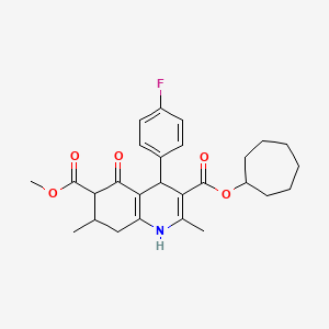 3-Cycloheptyl 6-methyl 4-(4-fluorophenyl)-2,7-dimethyl-5-oxo-1,4,5,6,7,8-hexahydroquinoline-3,6-dicarboxylate