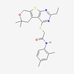 N-(2,4-dimethylphenyl)-2-[(5-ethyl-12,12-dimethyl-11-oxa-8-thia-4,6-diazatricyclo[7.4.0.02,7]trideca-1(9),2(7),3,5-tetraen-3-yl)sulfanyl]acetamide