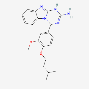 molecular formula C21H25N5O2 B11450759 4-[3-Methoxy-4-(3-methylbutoxy)phenyl]-1,4-dihydro[1,3,5]triazino[1,2-a]benzimidazol-2-amine 