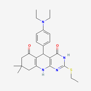 5-[4-(diethylamino)phenyl]-2-(ethylsulfanyl)-8,8-dimethyl-5,8,9,10-tetrahydropyrimido[4,5-b]quinoline-4,6(3H,7H)-dione