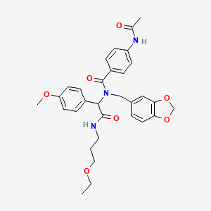 4-(acetylamino)-N-(1,3-benzodioxol-5-ylmethyl)-N-{2-[(3-ethoxypropyl)amino]-1-(4-methoxyphenyl)-2-oxoethyl}benzamide