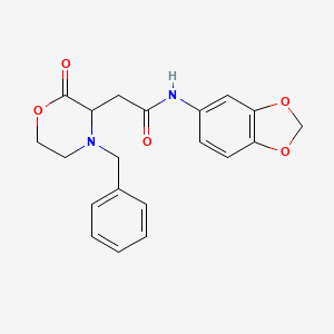 molecular formula C20H20N2O5 B11450805 N-1,3-benzodioxol-5-yl-2-(4-benzyl-2-oxomorpholin-3-yl)acetamide 