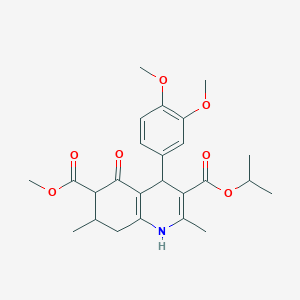 molecular formula C25H31NO7 B11450806 6-Methyl 3-propan-2-yl 4-(3,4-dimethoxyphenyl)-2,7-dimethyl-5-oxo-1,4,5,6,7,8-hexahydroquinoline-3,6-dicarboxylate 