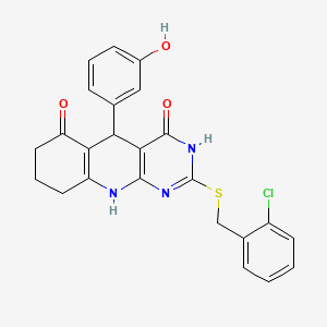 2-[(2-chlorobenzyl)sulfanyl]-5-(3-hydroxyphenyl)-5,8,9,10-tetrahydropyrimido[4,5-b]quinoline-4,6(3H,7H)-dione