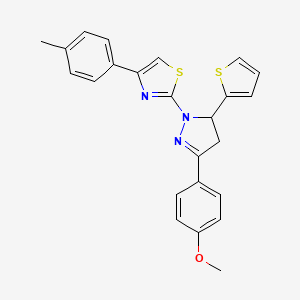 molecular formula C24H21N3OS2 B11450827 2-[3-(4-methoxyphenyl)-5-(thiophen-2-yl)-4,5-dihydro-1H-pyrazol-1-yl]-4-(4-methylphenyl)-1,3-thiazole 