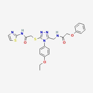 molecular formula C24H24N6O4S2 B11450852 N-{[4-(4-Ethoxyphenyl)-5-({[(1,3-thiazol-2-YL)carbamoyl]methyl}sulfanyl)-4H-1,2,4-triazol-3-YL]methyl}-2-phenoxyacetamide 