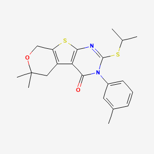 12,12-dimethyl-4-(3-methylphenyl)-5-propan-2-ylsulfanyl-11-oxa-8-thia-4,6-diazatricyclo[7.4.0.02,7]trideca-1(9),2(7),5-trien-3-one