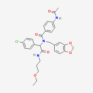 4-(acetylamino)-N-(1,3-benzodioxol-5-ylmethyl)-N-{1-(4-chlorophenyl)-2-[(3-ethoxypropyl)amino]-2-oxoethyl}benzamide