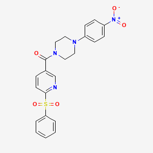 molecular formula C22H20N4O5S B11450952 [4-(4-Nitrophenyl)piperazin-1-yl][6-(phenylsulfonyl)pyridin-3-yl]methanone 