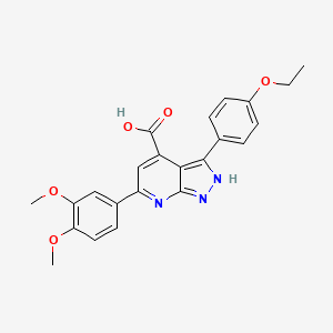 6-(3,4-dimethoxyphenyl)-3-(4-ethoxyphenyl)-1H-pyrazolo[3,4-b]pyridine-4-carboxylic acid