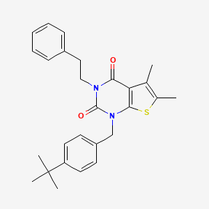 1-[(4-tert-butylphenyl)methyl]-5,6-dimethyl-3-(2-phenylethyl)-1H,2H,3H,4H-thieno[2,3-d]pyrimidine-2,4-dione