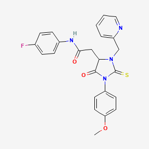 N-(4-fluorophenyl)-2-[1-(4-methoxyphenyl)-5-oxo-3-(pyridin-2-ylmethyl)-2-thioxoimidazolidin-4-yl]acetamide