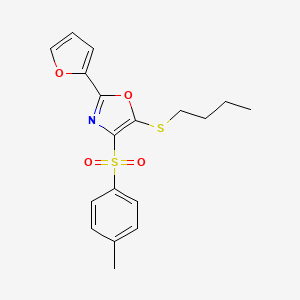 molecular formula C18H19NO4S2 B11450994 5-(Butylthio)-2-(2-furyl)-4-[(4-methylphenyl)sulfonyl]-1,3-oxazole 