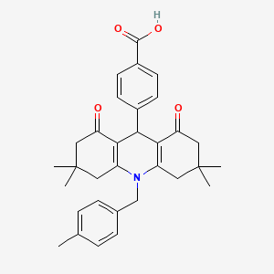 molecular formula C32H35NO4 B11451018 4-[3,3,6,6-Tetramethyl-10-(4-methylbenzyl)-1,8-dioxo-1,2,3,4,5,6,7,8,9,10-decahydroacridin-9-yl]benzoic acid 