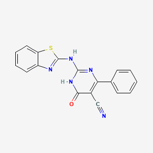 molecular formula C18H11N5OS B11451060 2-(1,3-Benzothiazol-2-ylamino)-4-hydroxy-6-phenylpyrimidine-5-carbonitrile 