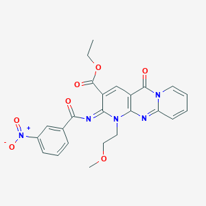 ethyl 7-(2-methoxyethyl)-6-(3-nitrobenzoyl)imino-2-oxo-1,7,9-triazatricyclo[8.4.0.03,8]tetradeca-3(8),4,9,11,13-pentaene-5-carboxylate