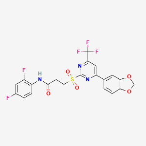 3-{[4-(1,3-benzodioxol-5-yl)-6-(trifluoromethyl)pyrimidin-2-yl]sulfonyl}-N-(2,4-difluorophenyl)propanamide