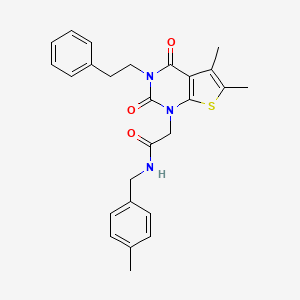 2-[5,6-dimethyl-2,4-dioxo-3-(2-phenylethyl)-1H,2H,3H,4H-thieno[2,3-d]pyrimidin-1-yl]-N-[(4-methylphenyl)methyl]acetamide