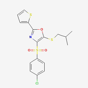 4-[(4-Chlorophenyl)sulfonyl]-5-[(2-methylpropyl)sulfanyl]-2-(thiophen-2-yl)-1,3-oxazole